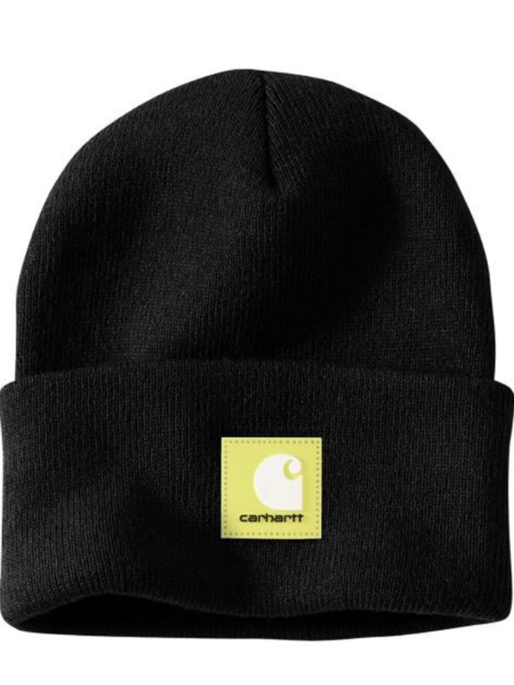 New Carhartt Knit Rubber Patch Beanie! Black  One Size  Carhartt Logo 106920